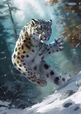 Snow Leopard in Action