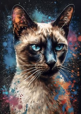 Siamese cat painting