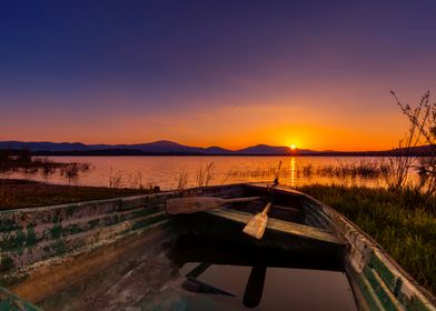 Sunset,spring lake, Poland