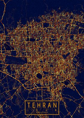 Tehran Map City At Night