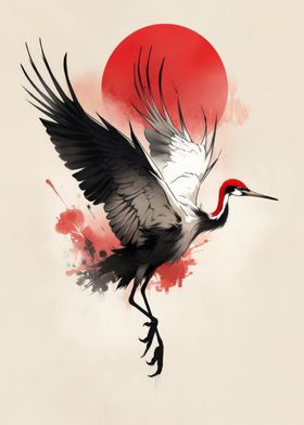 Vintage Japanese Red Crane