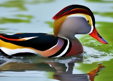 A mandarin duck in a lake