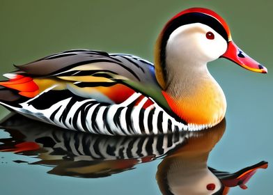 A colorful mandarin duck