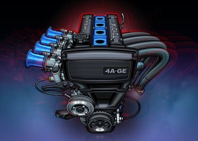 Toyota 4AGE Engine Art