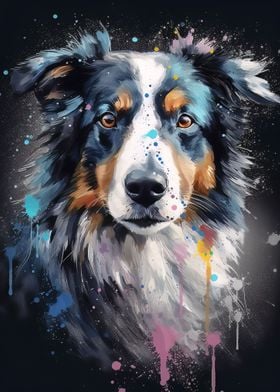 Collie dog painting