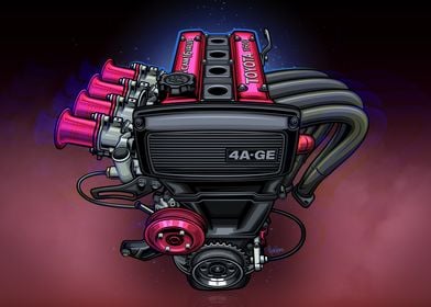 Toyota 4AGE Engine Art