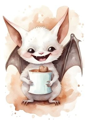 White bat with coffee