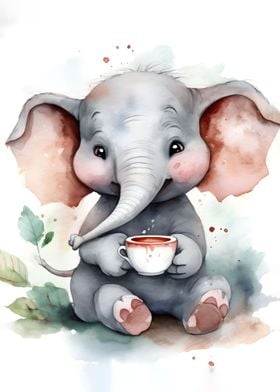 elephant with coffee