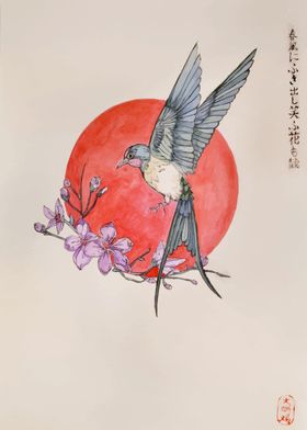 Japanese Swallow Painting