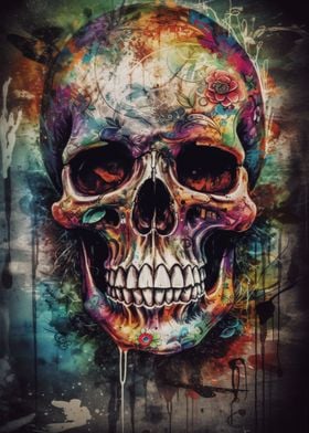 Skull Graffiti Street Art 