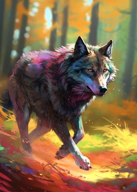 Wolf on the Forest Run
