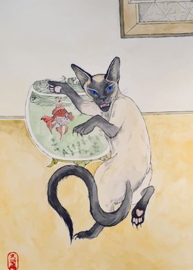 Oriental Siamese Cat Art