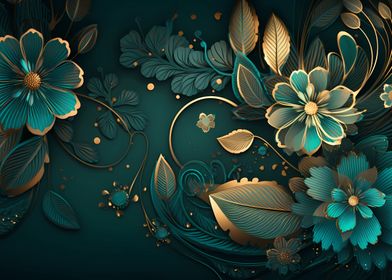 Teal and golden background