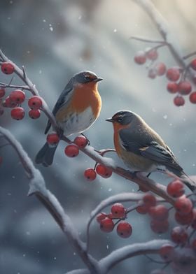 Finches Berries Winter