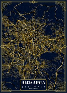 Addis Ababa City Map Gold