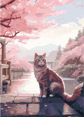 Cherry bloom cat