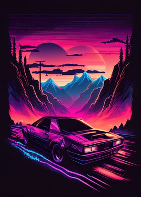 Retro Car Vaporwave