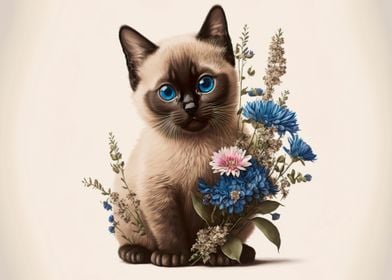 Cat with flowers