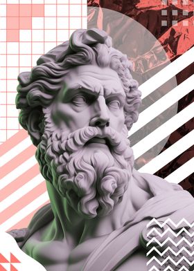 Vaporwave Greek God Statue