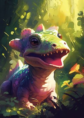 Cute Baby Dino smiling