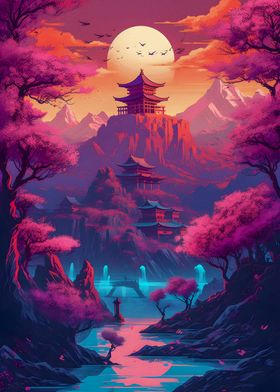 colorful fantasy landscape