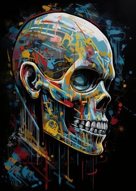 Skull graffiti art design