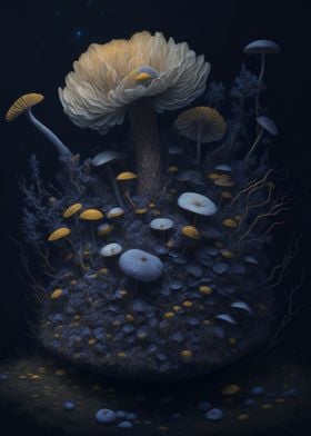 Mushrooms and Flowers