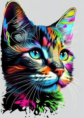 Colorful Cat Cute Feline