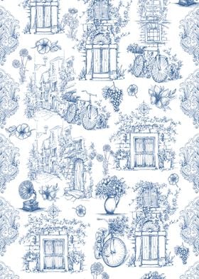Blue vintage art pattern