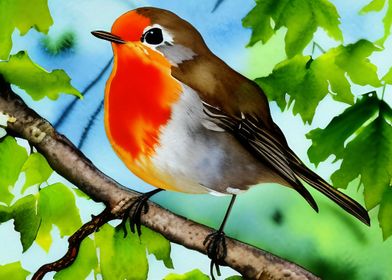 A colorful robin bird