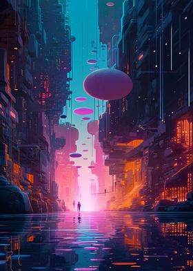 Cyberpunk City Night