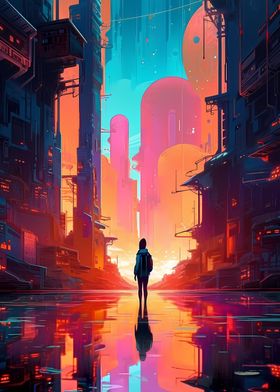 Cyberpunk City Fantasy