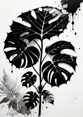 Monochrome Monstera Poster