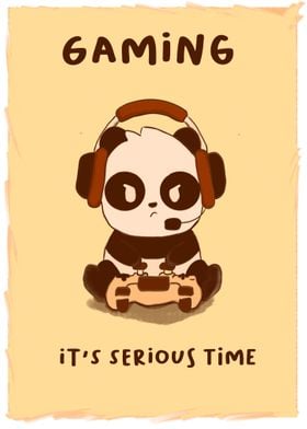 Serious panda gamer