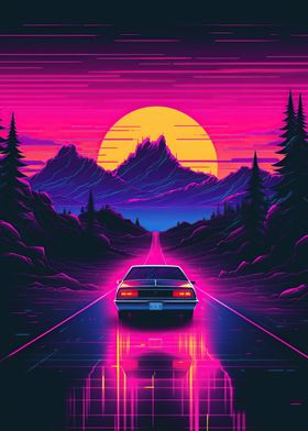 Retro Car Vaporwave