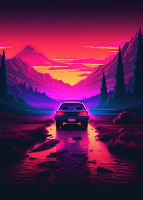 Retro Car Vaporwave