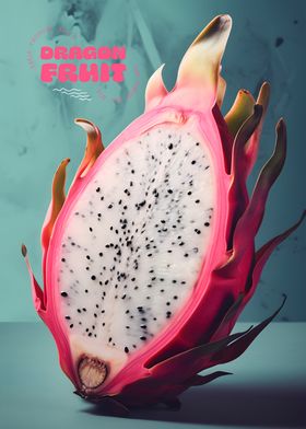 Dragon Fruit Sliced Poster