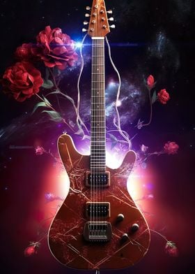 Guitar in roses