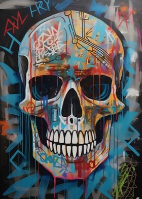 Skull graffiti art design