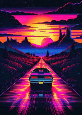 Retro Car Vaporwave