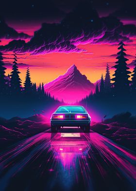 Retro Car Vaporwave