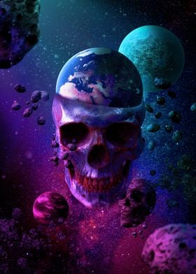Skull Planet Outer Space