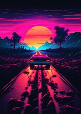 Retro Car Vaporwave