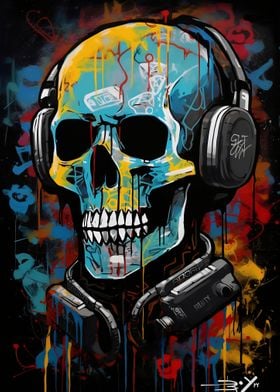 Skull graffiti art design