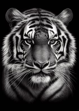 Tiger Face Black And White