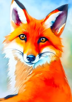Portrait Fox watercolor