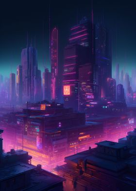 Neon City Pixel Art