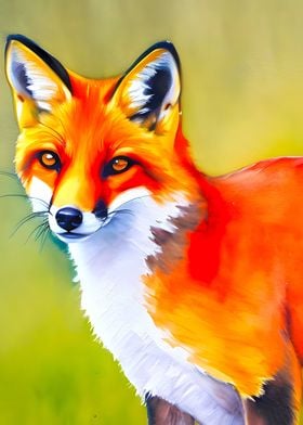 Watercolor painting fox