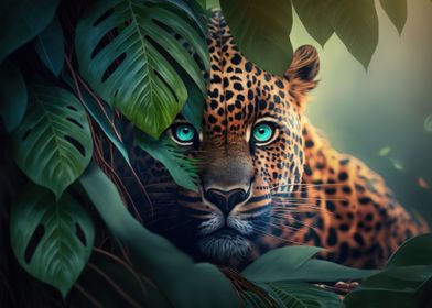 Leopard portrait on jungle
