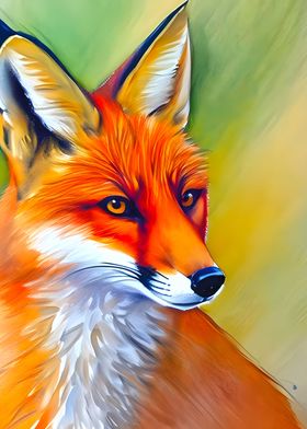 Watercolor close up fox